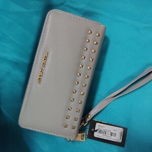 Gray Studded Wristlet Wallet